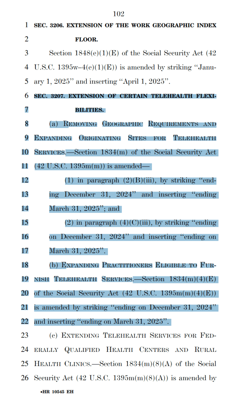 2025 Telehealth Extension for PT, OT, Speech? Montero Therapy and MDS